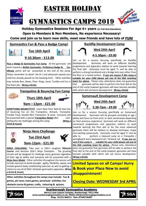 Easter Holiday Camps Updated 2019