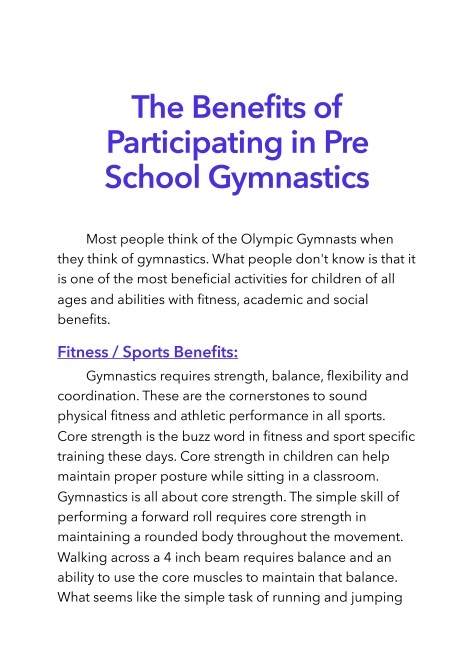 Pre School Gymnastics at SGA 2